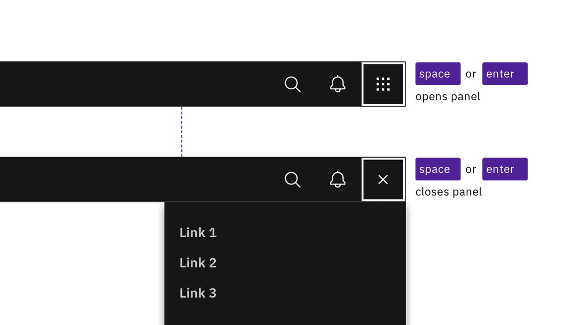 example of right panel keyboard activation